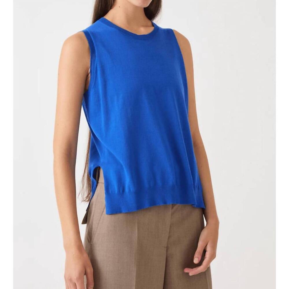 NEW DEMYLEE NEW YORK elisa fine pima cotton vest in cobalt